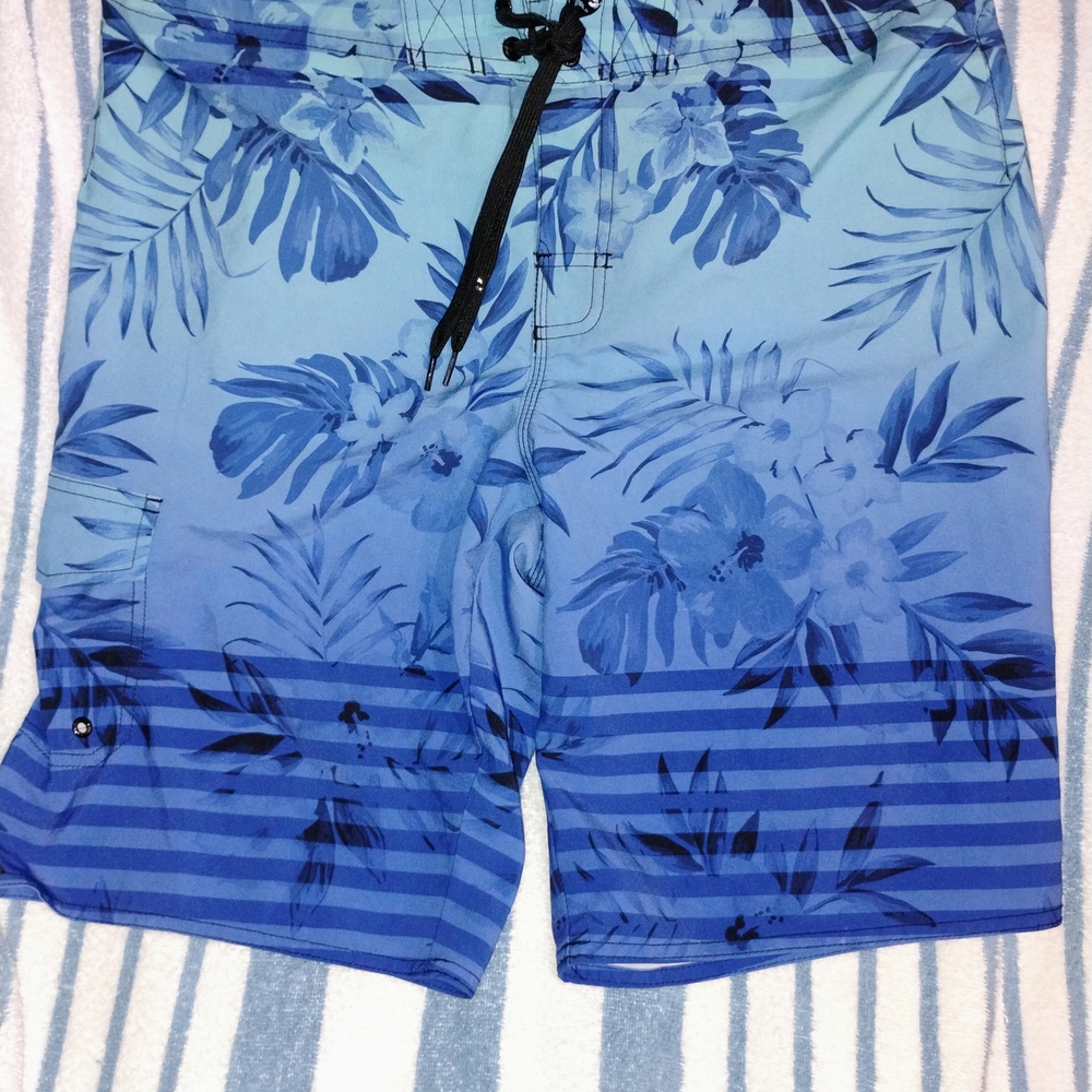 Men's Hanf 10 Blue Floral Swim Trunks Size 34